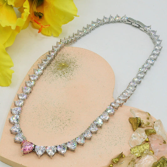 CHERIE -CUORI DEGRADE'- collana collier con cubic zirconia a forma di cuore