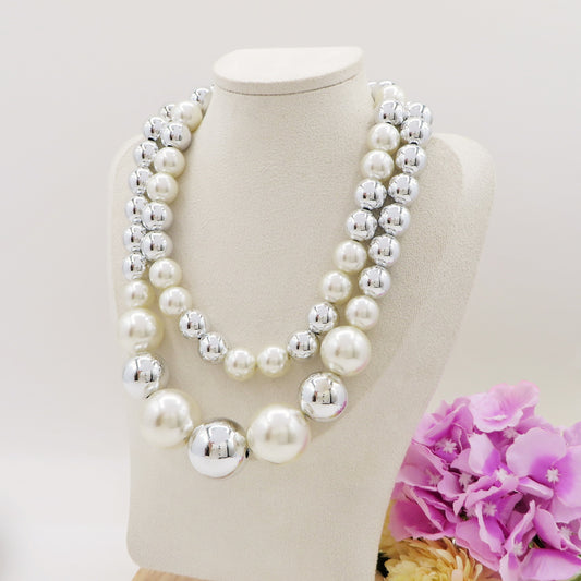 MAXI PEARLS BICOLOR -  Collana perle XL girocollo degrade'