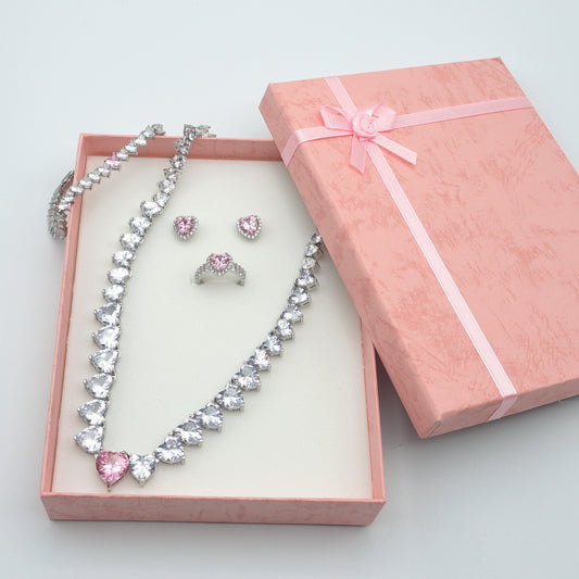 CHERIE - THE PINK DREAM BOX - SET  abbinato  Collier cubic zirconia forma di cuore